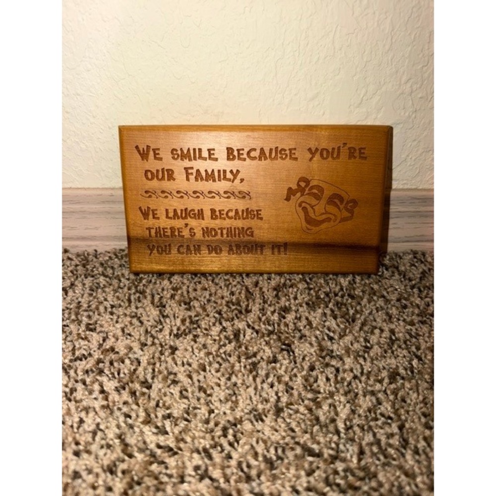 Oregon Myrtlewood Family Humor Wall Plaque Woods of the West Bandon Oregon